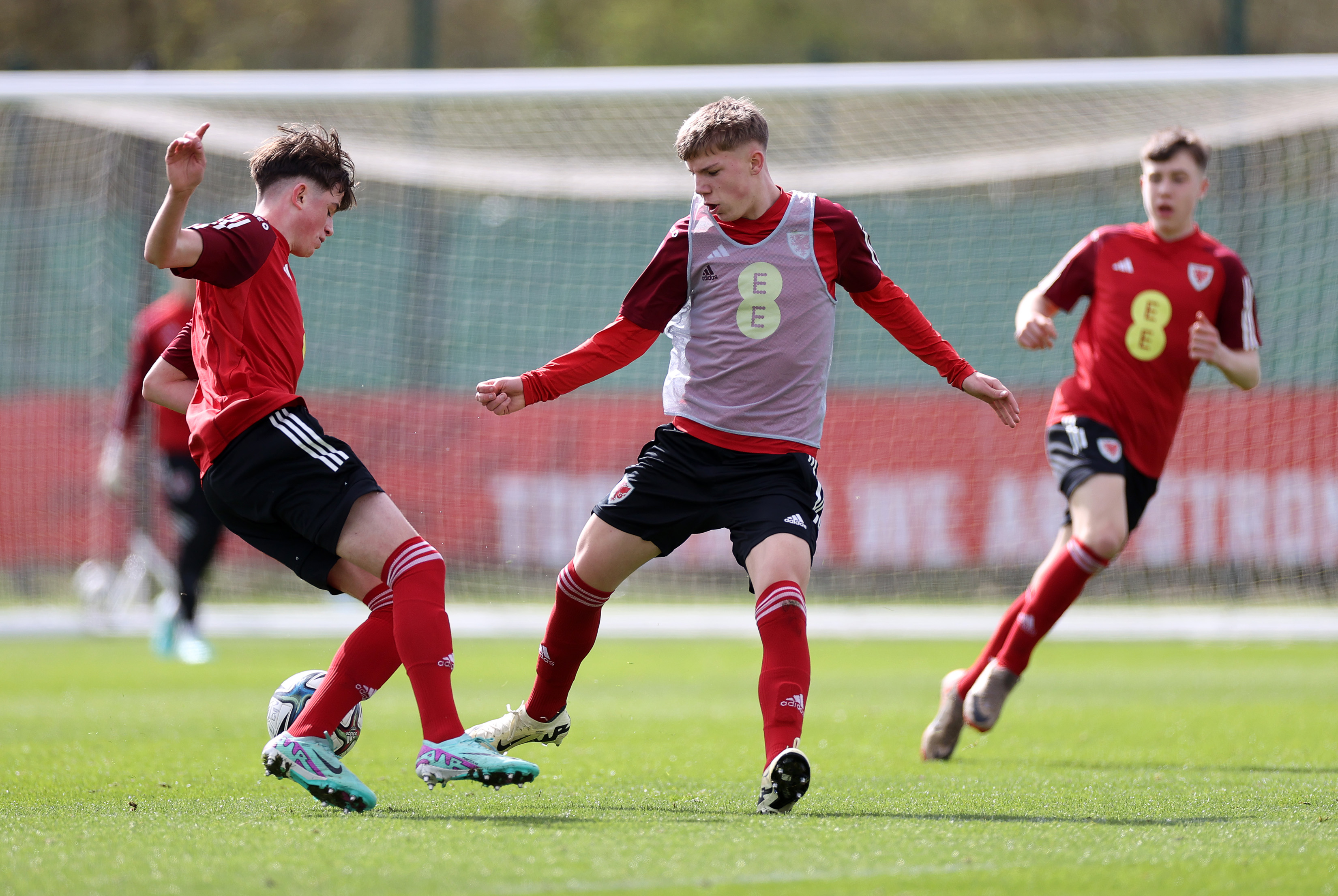 Wales youth players in a small-sided game